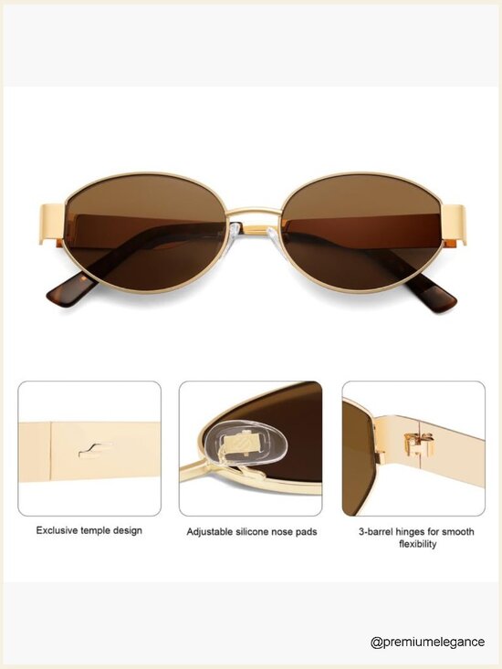 Retro Oval Sunglasses UV400 Protection Full Frame Metal Sunglasses